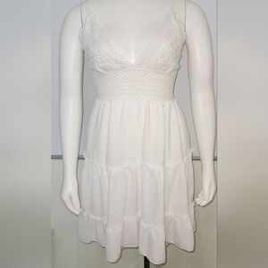 Summer Dress White Strappy L/ XL